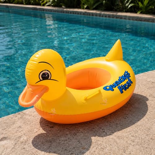 Image of Koochie-Koo Duck Swimming Tube for Kids Inflatable Baby Float Ring for Pool & Beach, PVC Swim Tube with Safe Seat, Handle & Leak-Proof Design for Toddlers Boys Girls