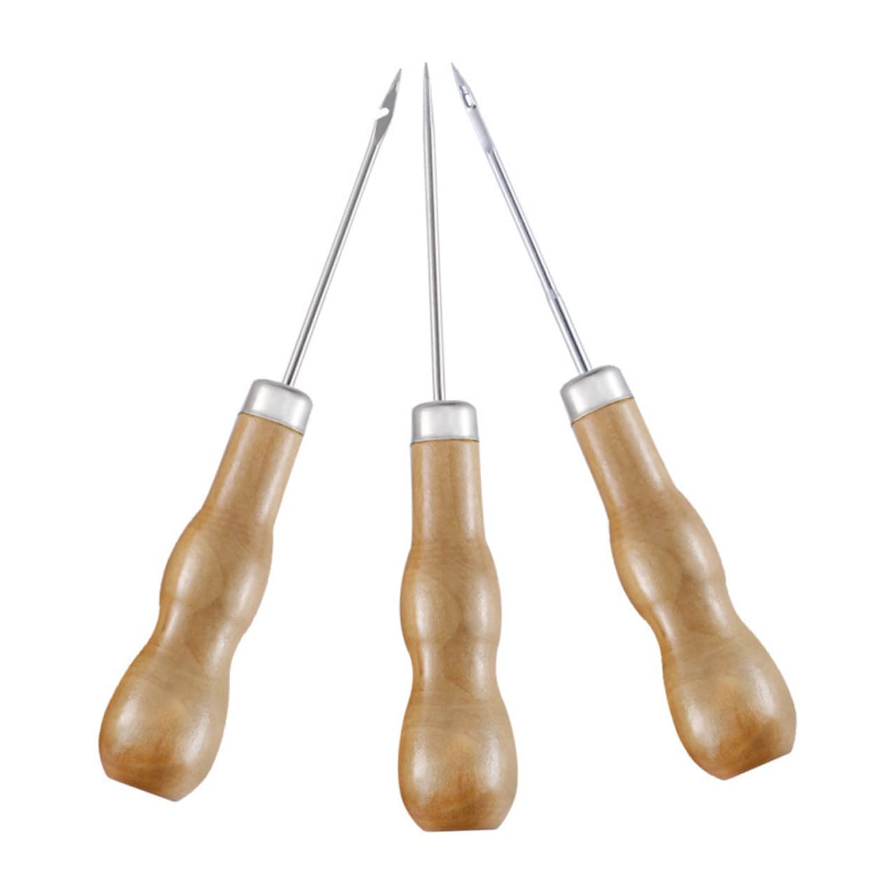 HOMSFOU 3Pcs Craft Awls Handle Scratch Awls for DIY Sewing Durable Stitching Tools for Shoe Repair and Craft Projects