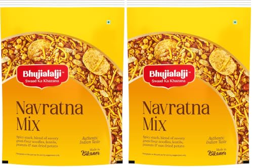 Image of Bhujialalji Navratna Mixture (pack of 2) 1kg| All time favourite indian snacks /Namkeen | Ready to eat | Crsipy & Light snacks