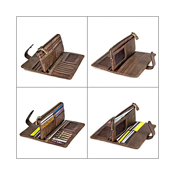 LETEULO Women's RFID Blocking Clasp Wallet Vintage Hand Rubbing Leather Wallets Organizer (Coffee) - Image 5
