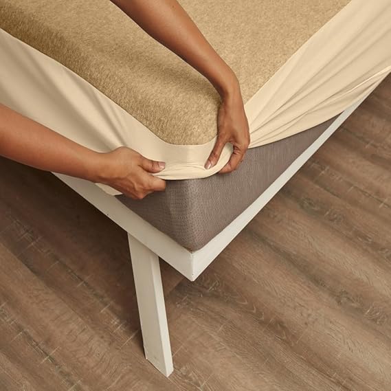 RTS Home Decor India Mattress Protector King Size Ultra Soft Breathable & Hypoallergenic Fitted Bed Protector Terry Cover (Beige, 72x72)-image-48