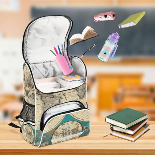 Mochila infantil de mapa antiguo bolso de escolar reflectante 6