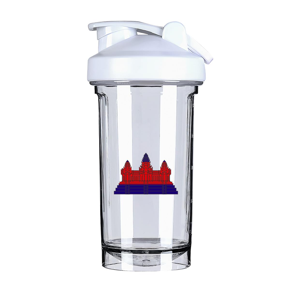 Cambodian Flags 18 Ounce Shaker Cup,Fashion Theme Pattern Shaker Bottle Leak-proof Workout Shake Bottles 500ML/18 oz Perfect for Pre Workout White 0