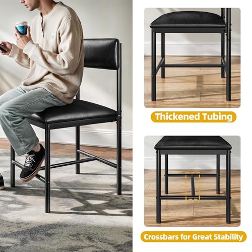 DWVO Dining Room Chairs Set of 4 Black Modern Upholstered Dining Chairs Faux Leather Restaurant Chairs with Metal Legs for Living Room Kitchen 4 Pack, Black