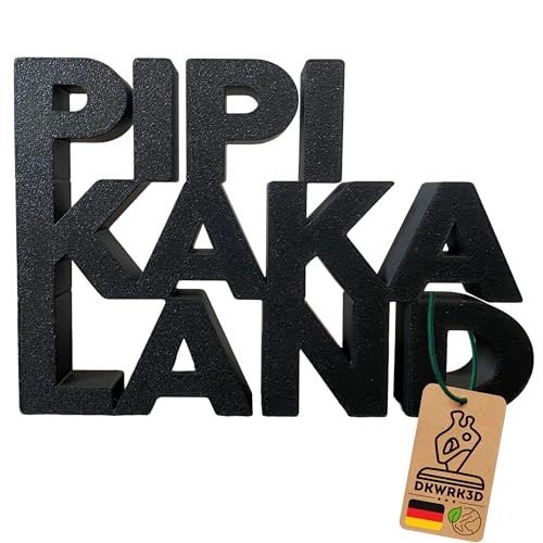 DKWRK3D Pipi Kaka Land Schild - Kunststoff Aufsteller Gästebad Deko - Toilette Bad Schriftzug - WC Schild Lustig - Toilettenschild Badezimmer - Gäste WC Bild - Witzige Pippikakka (Schwarz, M)
