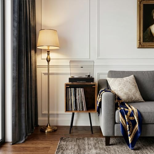 Image of Faesun Flip Top Record Player Stand, End Table Holds up to 100 Albums, Turntable Stand with Record Display, Vinyl Record Storage for Living Room, Bedroom, Rustic Brown