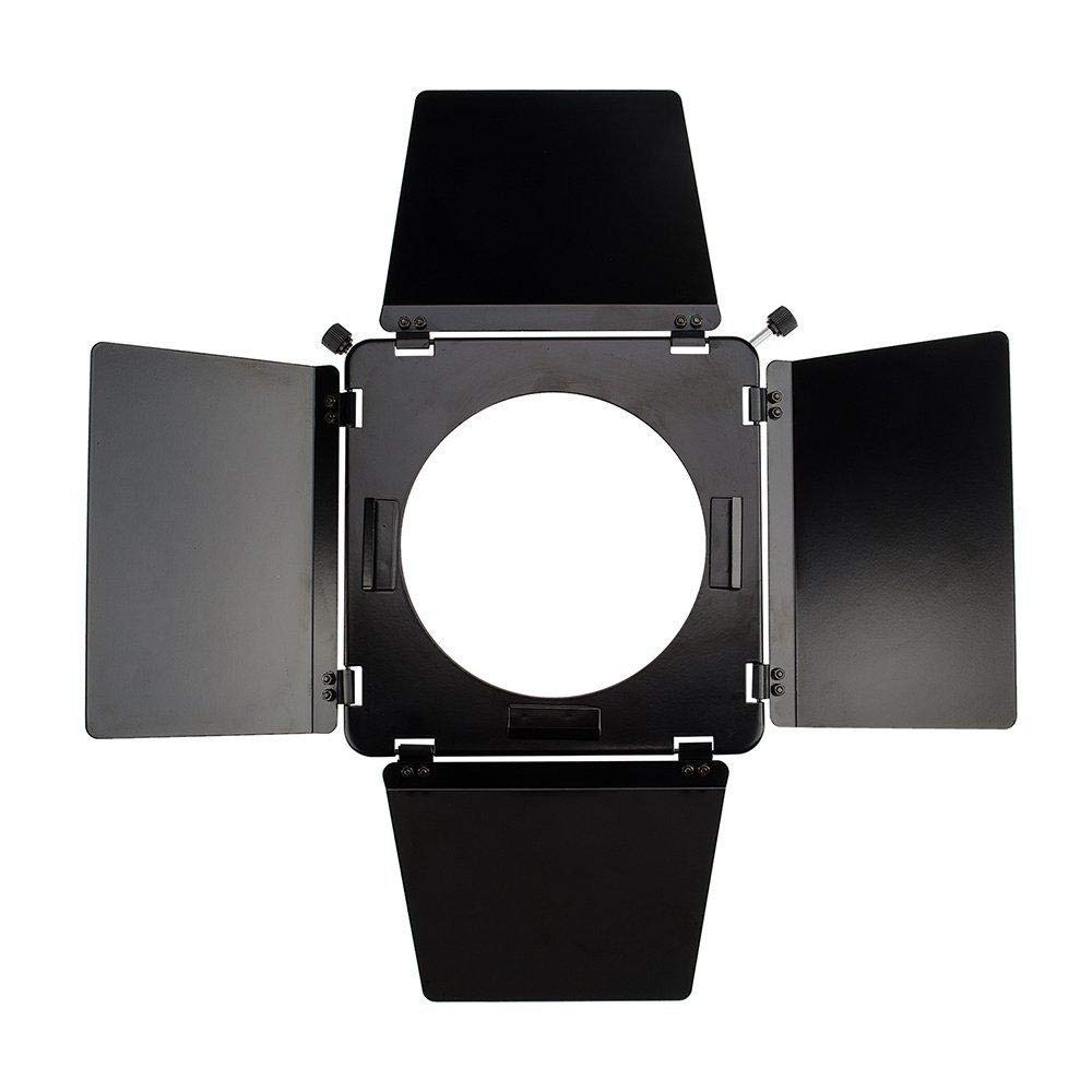 COOPIC Barn Door with 6 Inch Honeycomb Grid, 4 Color Gel Filters (Red Blue White Orange) Kit for Bowens Mount Studio Video Light