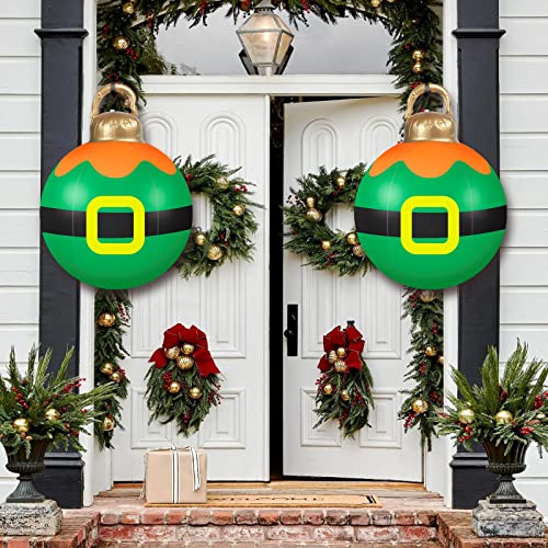 2pcs St Patricks Day Decorations Ball, 15.7 Inch Giant PVC Inflatable Balls Patrick's Day Decorated Ornament Balls Outdoor Large Blow up Ball Decorations for Outside Holiday Yard Tree Decor