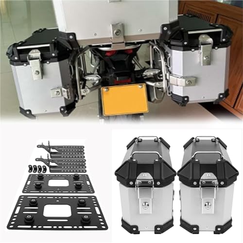 SHQXD Seitenkoffer Für BMW S1000R S1000XR S1000RR Motorrad-Satteltasche, Seitliche Gepäckbox, Aufbewahrungskoffer Mit Schloss, Zubehör(Silver)