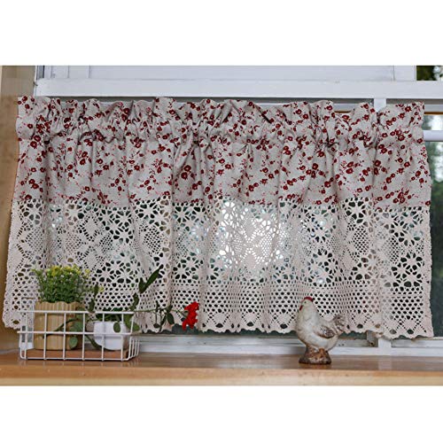 Media cortina de cocina calada hecha a mano para decorar ventanas pequeñas o puertas 3