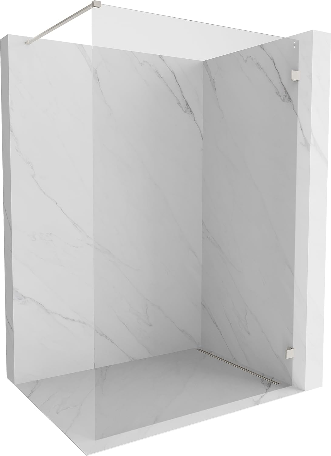 Mexen Lunar Parete Doccia Walk-In Destro 70x200 Trasparente 8mm Nichel Spazzolato