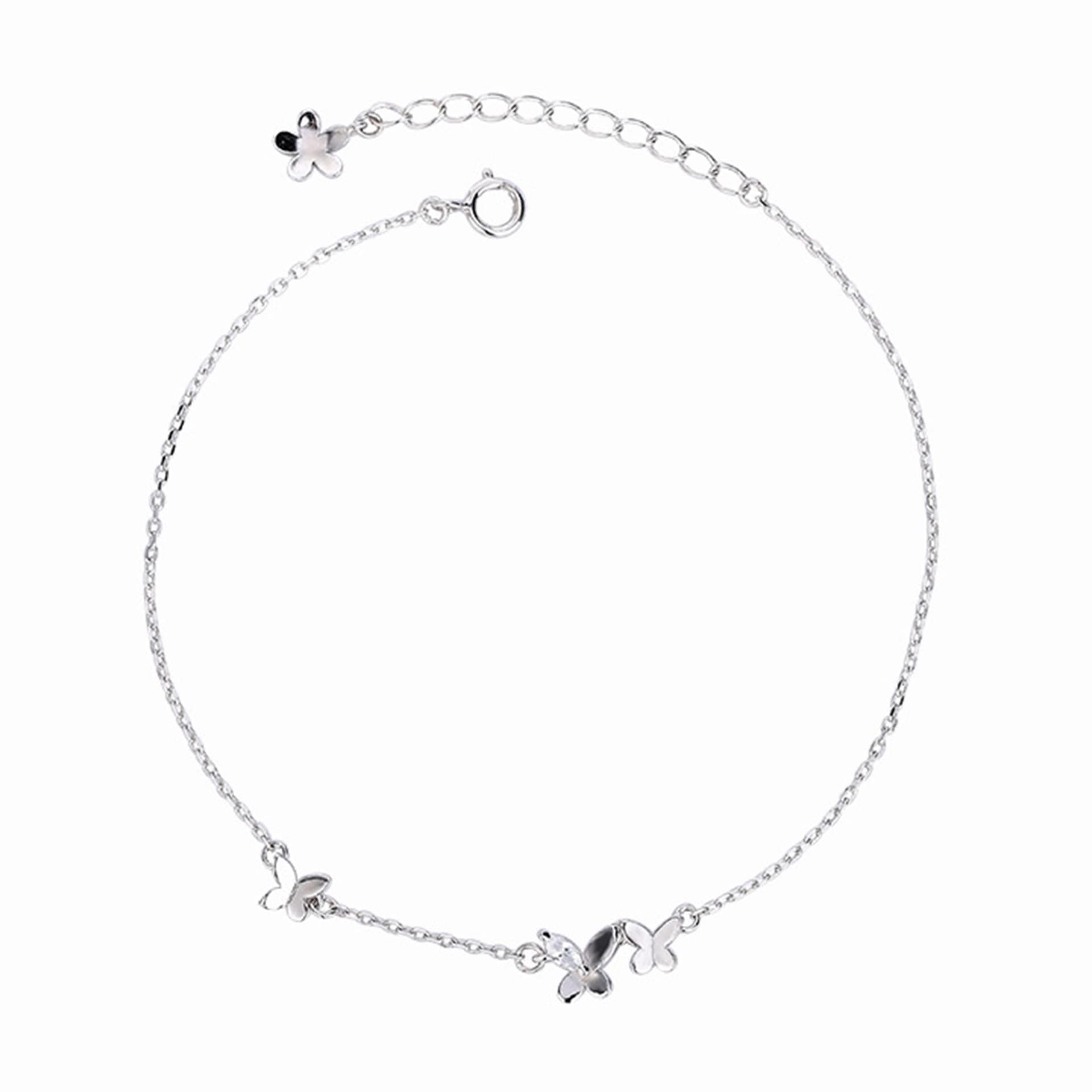Armband für Frauen 925 mit Schmetterling, Zirkon, Geschenke für ihre Frauen Girls Beste Freundin Geburtstagskette 19+4,2 cm