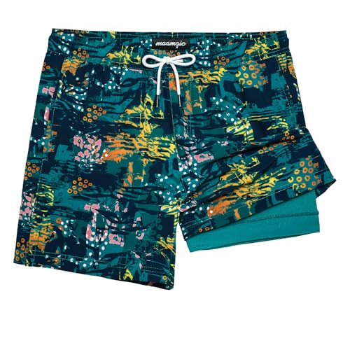 Image of maamgic Mens 5 Inch Stretch Swimming Shorts Compression Liner Swim Trunks Swimwear Bathing Suits Beach Wear Swim Suits