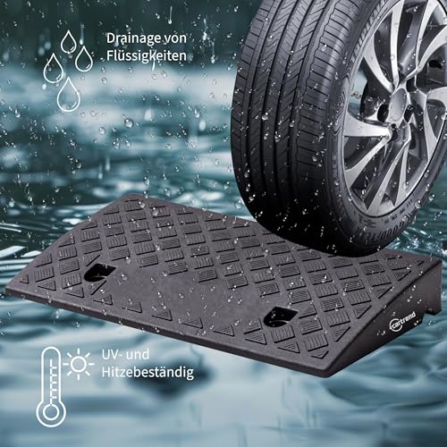 cartrend Bordsteinrampen 2er-Set, tragbar, Rollstuhlrampe für Auto, Motorrad, Rollstuhl, Rollator, schwarz