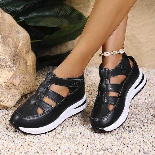 Orthopedic Sandals for Women,Women's Fashion Sneakers Closed Toe Platform Women Hollow Out Wedge Breathable Comfortable Arch Support Walking Dress Plus Size Business Casual Shoes2