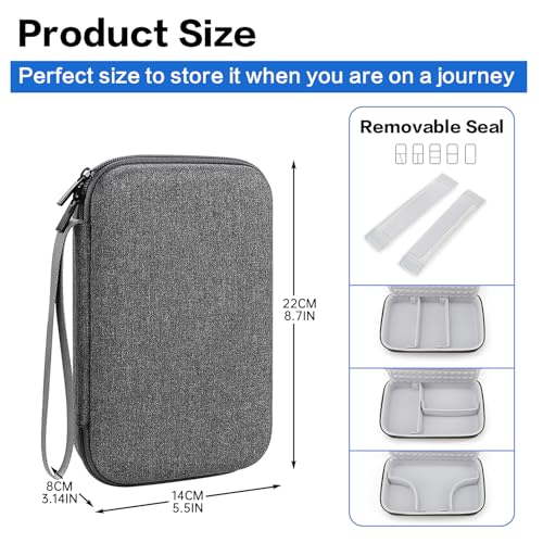 Teskyer Kabeltasche Organizer, wasserdichte, Starre Schale, Besserer Schutz, Großes Fassungsvermögen, Tragbar, Travel Essentials, Urlaub Must Haves, Grau