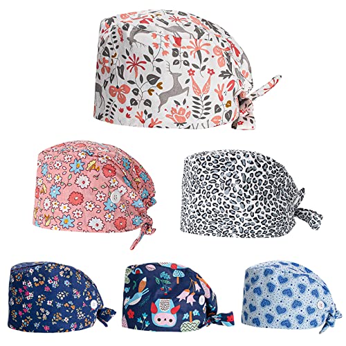 6-Stueck-Arbeitskappen-mit-Knoepfen-verstellbare-Bouffant-Huete-Kopfkappen-dehnbare-Raffhalter-Peelings-Set-Huete-mehrfarbig-Einheitsgroesse
