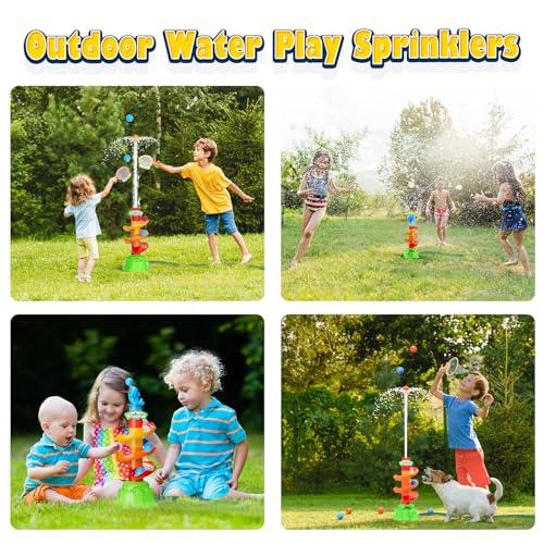 Sprinkler for Kids, Fingarden 3-in-1 Water Toys for Kids Outdoor Play, 360° Rotating Sprinkler & Catch Ball Game & Rolling Ball, Outdoor Toys for Boys Girls Age 3+ - Thumbnail 6