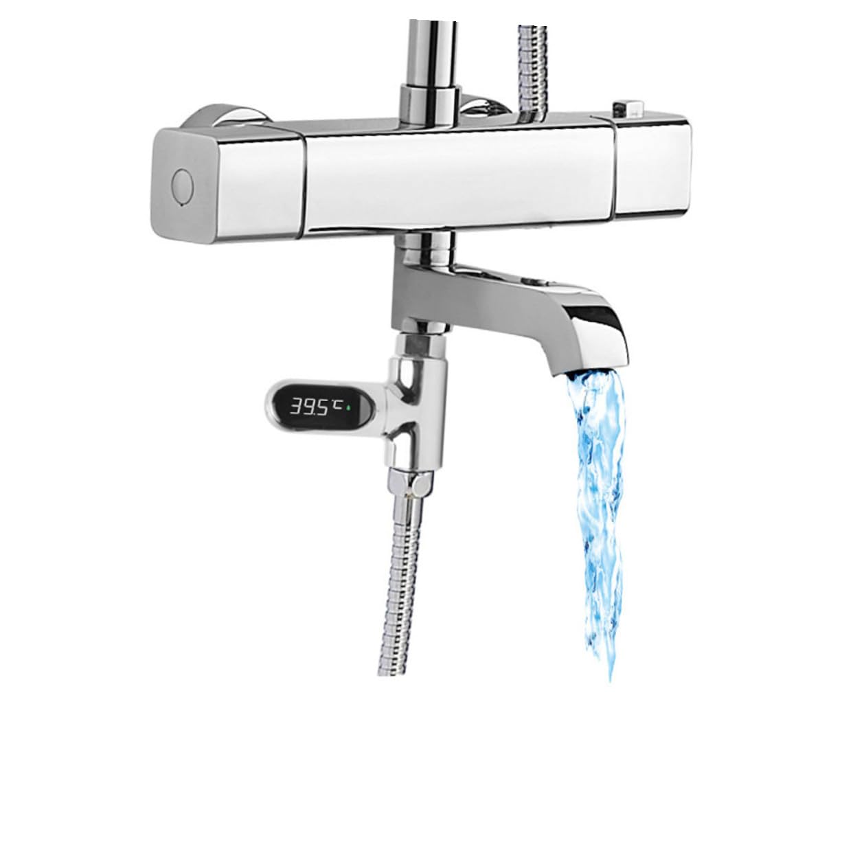 IMIKEYA Termómetro de Ducha Conexión 1/2 Pulgada Pantalla LED para Ñiño Material ABS y PC Precisión ±0.5°C Medidor de Temperatura del Agua 5-85°c, sin Baterías