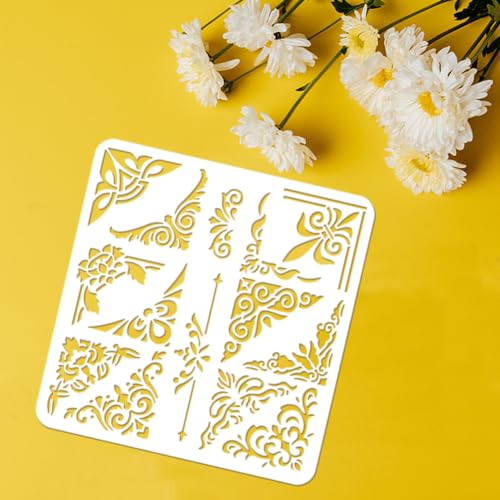 FINGERINSPIRE Floral Corner Stencil 30x30cm Decorative Borders Painting Template 12 Styles Corner 2 Styles Borders Pattern Stencil for Painting on Wood Wall Fabric Paper Furniture - Image 3