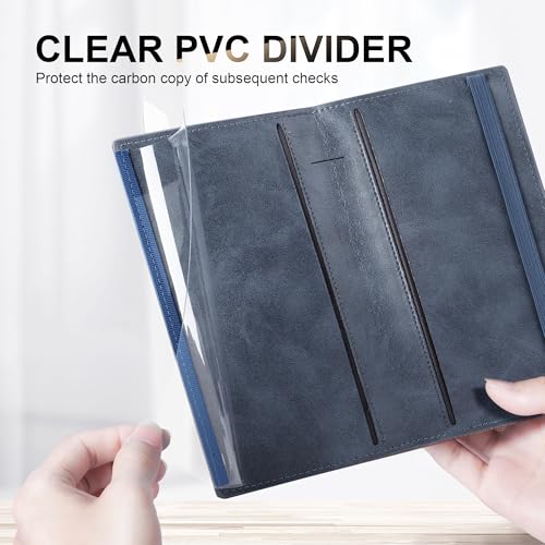 Image of CASMONAL Checkbook Covers for Personal Checkbook Holder RFID Premium Vegan Leather Checkbook Cover for Duplicate Checks