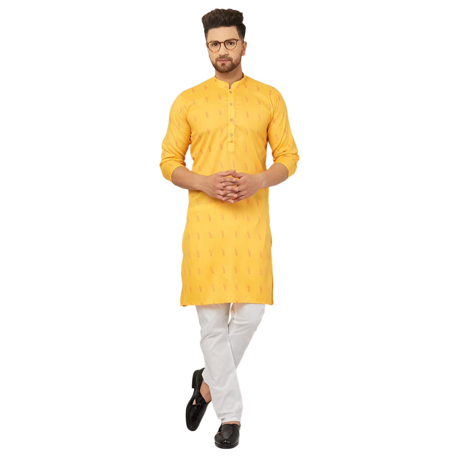 Traditional Cotton Self Design Kurta Pajama Set for Men-image-33