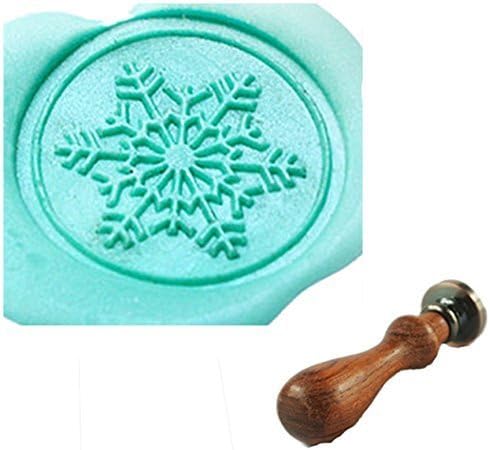 MDLG Snowflake Wax Seal Stamp Rosewood Handle Set Christmas Invitation Package Sealing Stamp Decorative Snowflake Wax Seal Stamp Set