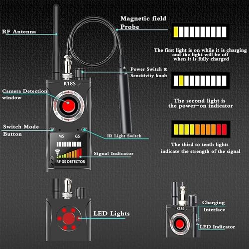 Hidden Camera Detectors, Camera Detector,Anti Spy RF Signal Detector Bug Detector,Camera Detector for Hotels,Bug and Hidden Camera Detector,Hidden Camera Detectors and Bug Detector,8Levels Sensitivity - Image 5