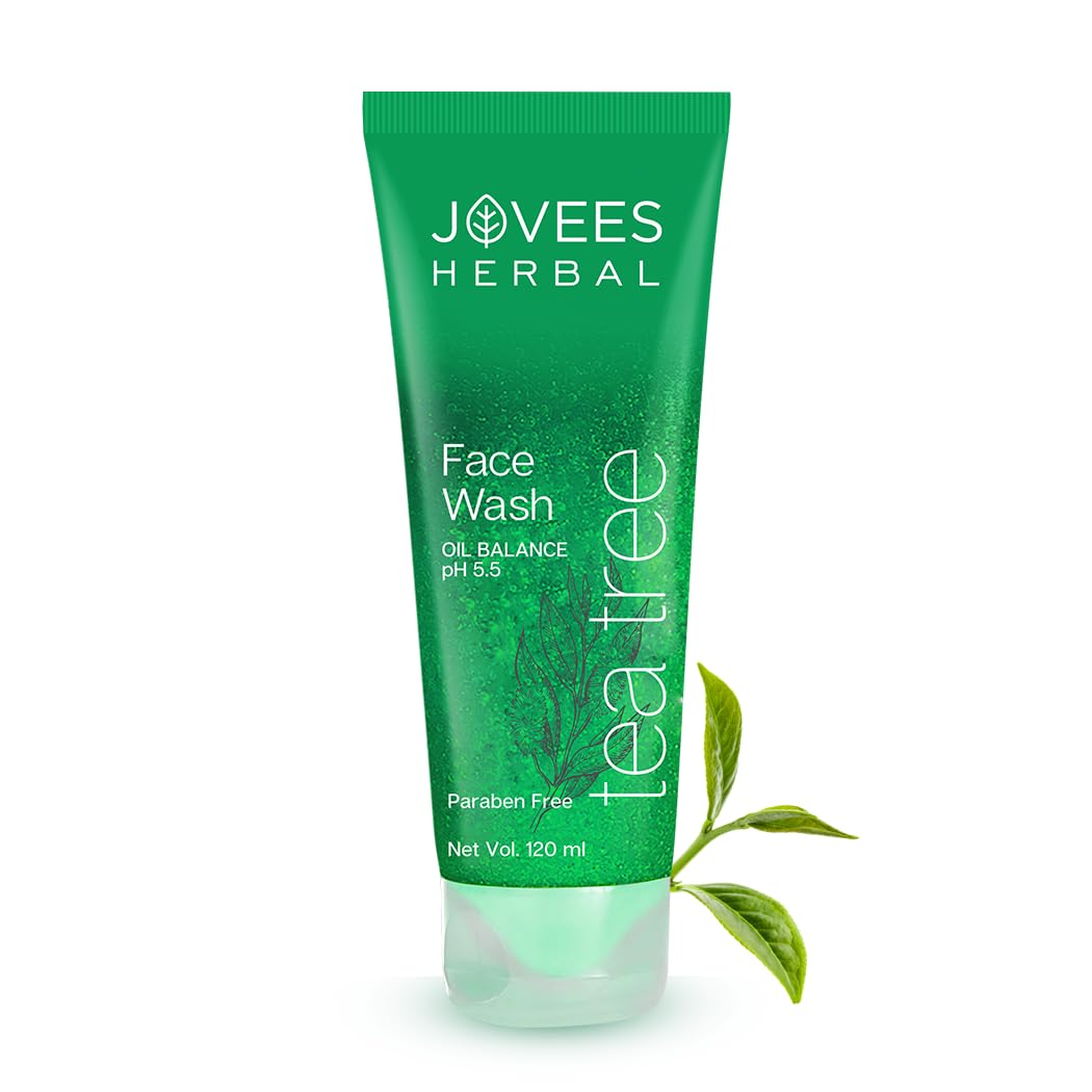 Jovees Herbal Tea Tree Oil Control Face Wash | For Women/Men | For Oily & Acne Prone Skin | With Vitamin E & Tea Tree Oil | Prevents Pimple & Acne Breakout 120 ML