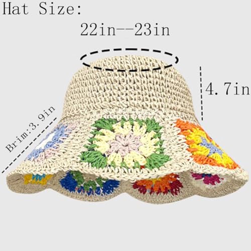 Sombrero de paja tejido para mujer KORADI estilo bohemio miniatura 2