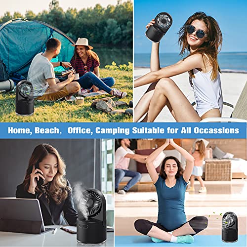 Aasonida Table Misting Fan, Personal Cooling Mister Fan With 300Ml Large Water Tank, Usb Rechargeable Water Spray Mist Fan With 7 Colorful Nightlight For Office, Outdoors, Home And Camping #TOP6