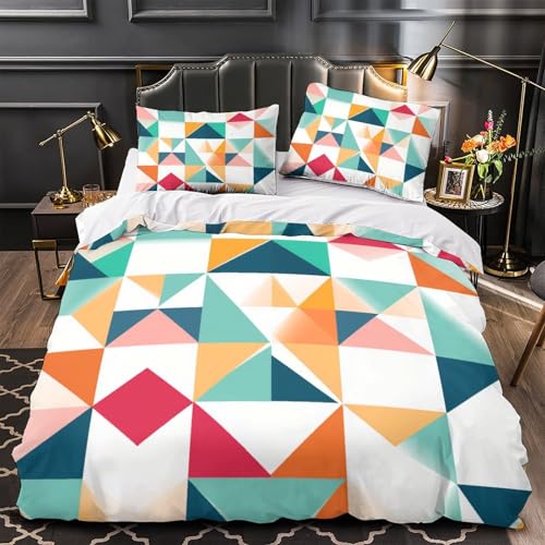 Housse de couette 3D géométrique avec fermeture éclair pratique