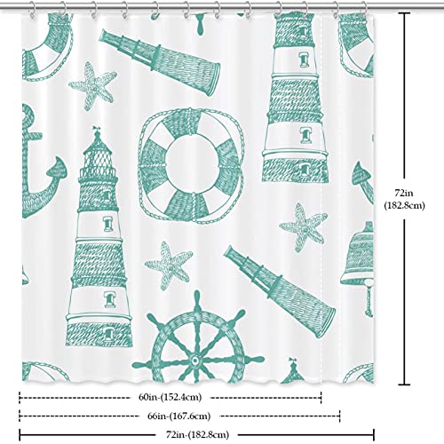 Rideau de douche imperméable lavable bleu 152x183 cm avec crochets de douche - 7