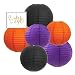Andaz Press Hanging Paper Lantern Party Decor Trio Kit with Free Party Sign, Black, Orange, Purple, 6-Pack, For Halloween Classroom Home Office Dorm Room Decorations