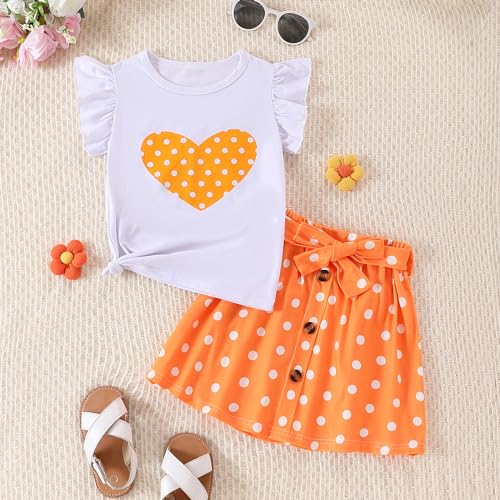 Image of Ayzozuy Kid Girl Clothes Shorts Set 2 Piece Outfits Summer Casual Short Sleeve Top and Shorts Set for Girls 4-7