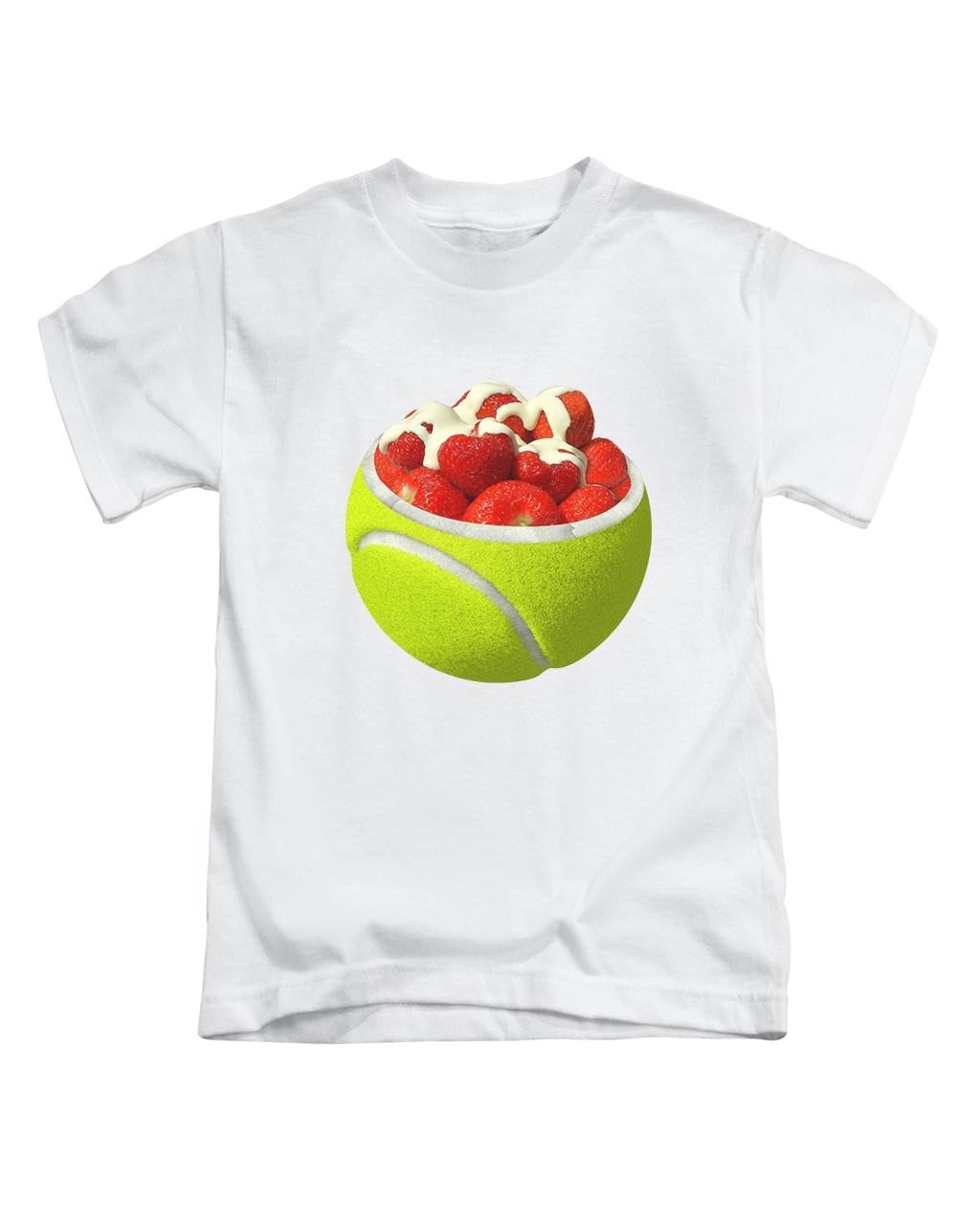 New Spirit Original Unisex White Tennis Ball Strawberries And Cream Tennis Tee T-Shirt Funny T Shirt Top