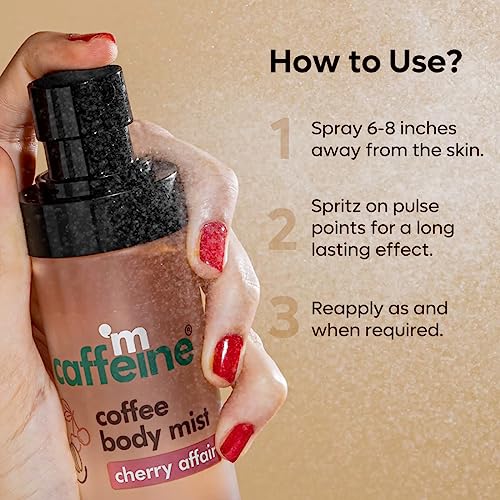 mCaffeine Cherry Body Mist For Women with Long-lasting Fruity-Floral Fragrance | Coffee & Caffeine Kill Body Odour | Hydrating Skin-friendly... - Image 6