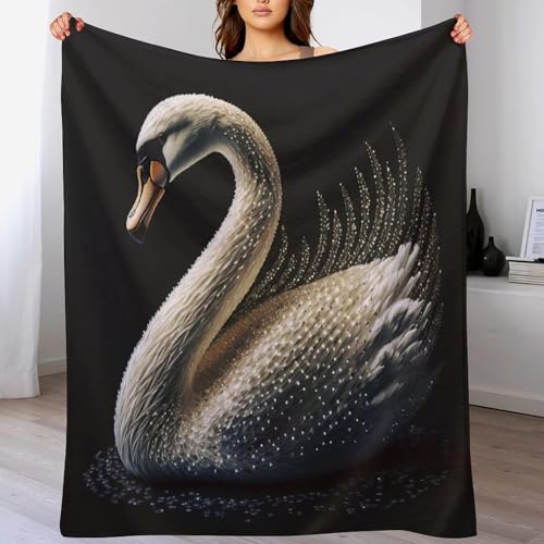 Couverture polaire cygne en plaid canapé et lit douceur flannel 140x180 - 2