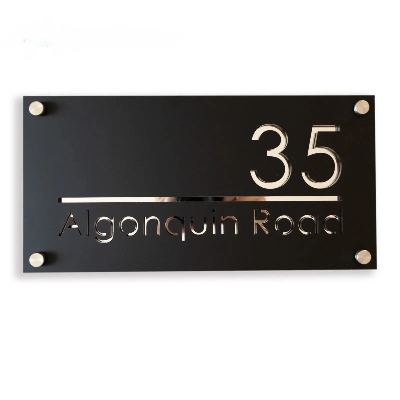 Placa De Dirección Personalizada,Letrero De Número De Casa 3D Acrílico Personalizado Con Nombre De Calle,Numeros Casa Exterior,Señal De Dirección De Tienda Placa (20 * 40cm,Plata y negra)