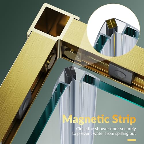 ELEGANT Corner Shower Door 36 in.D x 36 in. W x 72 in. H, Double Sliding Shower Door, Framed Corner Shower Enclosure with 1/4\" Tempered Glass, Brushed Gold
