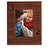 KATE POSH 3rd Anniversary Gifts, 3rd Wedding Anniversary, 3 Years Anniversary, Three Years of Marriage, Third Anniversary 2018-2021 Engraved Rawhide Leather Picture Frame (5x7 Vertical)