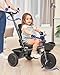 KRIDDO 7-in-1 Tricycle Stroller for Toddlers 18 Months to 5 Years, Adjustable Push Handle, Rotatable Seat, Cup Holder and Retractable Canopy, Folding Baby Trike w/Detachable Guardrail, Footrest, GY