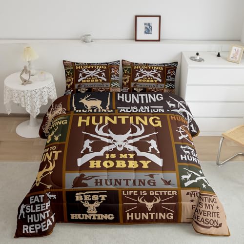 Image of Feelyou Deer Hunting Comforter Twin Size for Kids Hunting Gifts Comforter Set Boys Girls Deer Antlers Comforter Farmhouse Duvet Insert 2Pcs