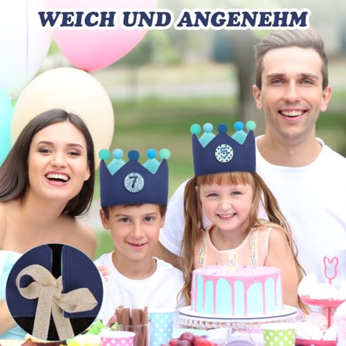 URAQT Kinder Geburtstagskrone, Geburtstagskrone für Jungen und Mädchen, Doppelseitige Wendbare, Kinder Geburtstagsgeschenke, Klett-Buttons mit Auswechselbaren Zahlen von 0-9(Blau+Grün)