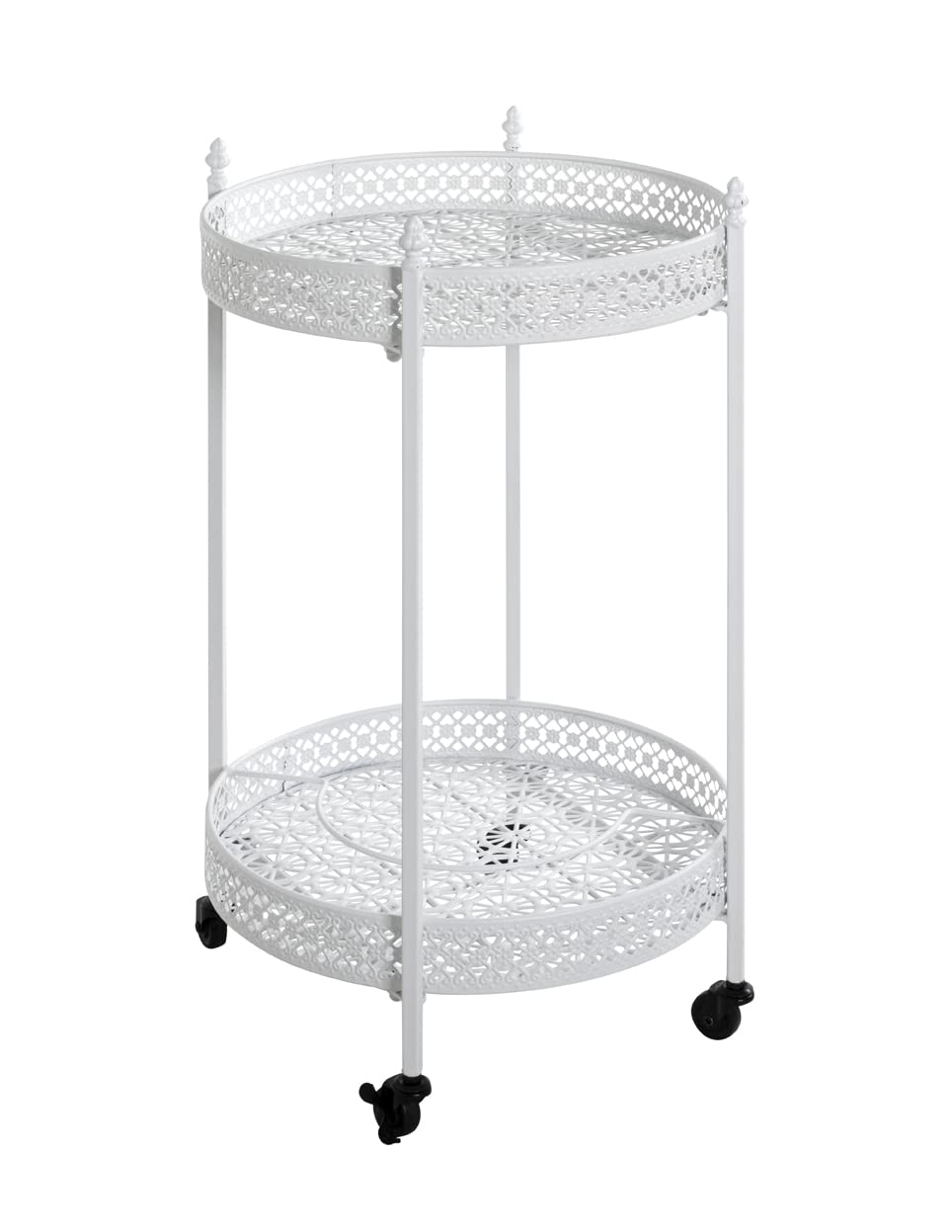 HAKU Carro de Servicio Blanco, Blanco, Metal, Metal - Dim.: AL 74 cm x diámetro 45 cm, Estilo: Muebles Costeros