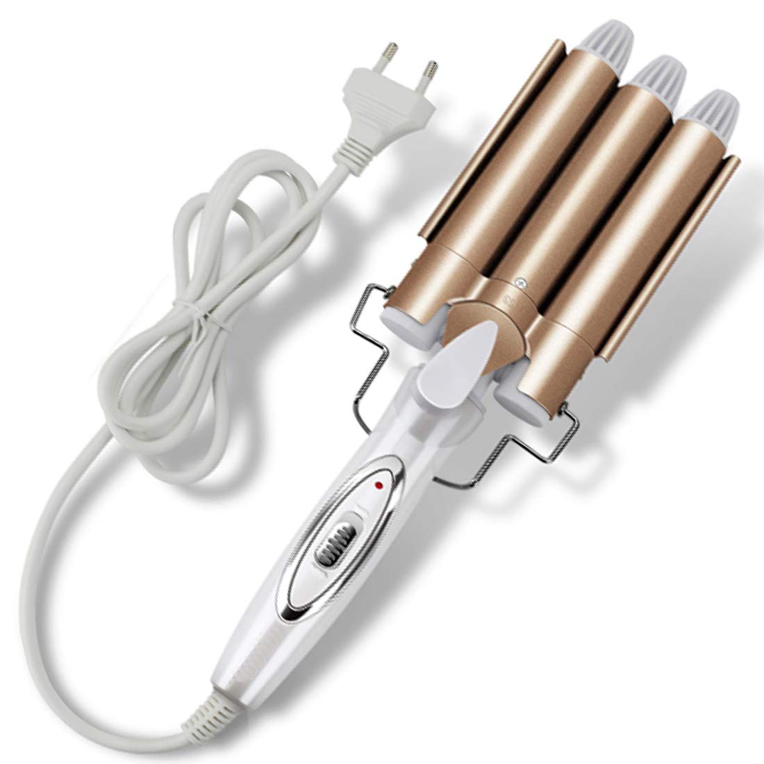 OSL Women Lady Professional Ceramic Coated Anti-scald Curl Curling Make Silk Smooth Travel Hair Curler Triple Barrel Curling Iron Rod Curling Wand Waver Maker Roller Styling Tool 45W (Multicolor)