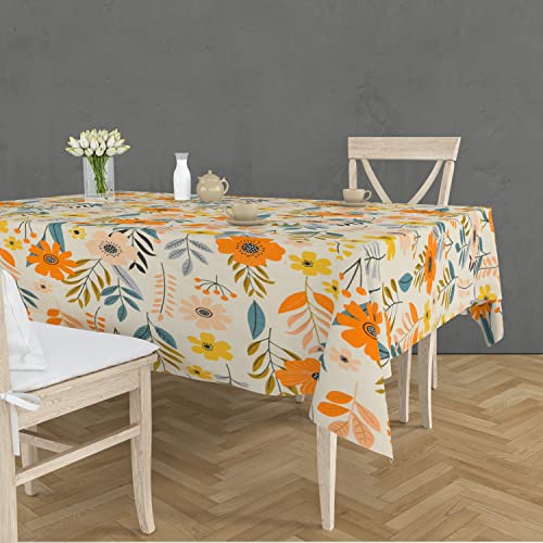 Image of Amazon Brand - Umi Super Soft Brushed Microfiber Cotton Dining Table Cloth, Printed Rectangular 6 Seater Table Cover 60X90(Inches)