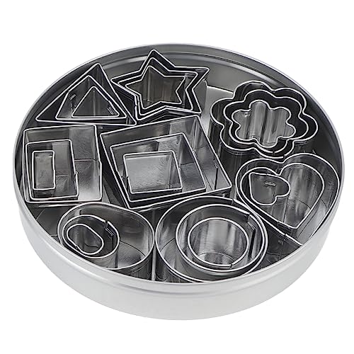 Generic Juego de Cortadores de Galletas de Acero Inoxidable, Miniformas Geométricas para Hornear, Cocina Pequeña, Portátil, 24 Uds., para el Hogar y el Camping