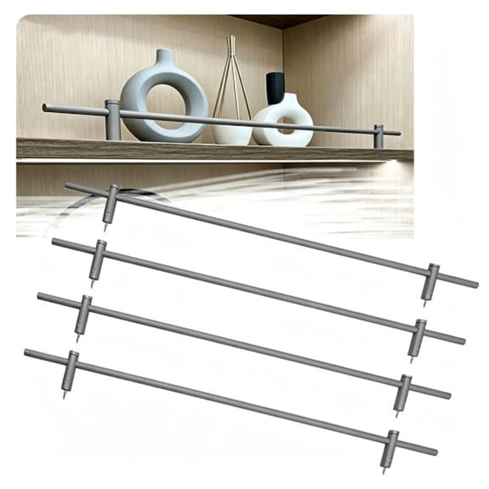 Svbvrfeew Gray(4Pcs) Display Shelf Guard Rails Gallery Rail Tipping Decorative Railing Rod Aluminum Round Tube Fence Shelf Rail Guardrail Anti-Fall 2 Pcs 4 Pcs(,36In/91.4Cm)