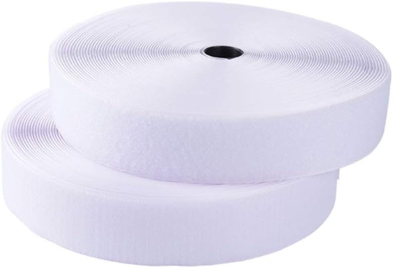 Sew on Hook and Loop Tape 3/4 Inch Width, Non-Adhesive Sticky Back, Sewing Fastening Tape Nylon Fabric Fastener Interlocking Tape Sewing Fasteners for Sewing DIY Crafts, Clothes, Shoes (White, 16.4FT)